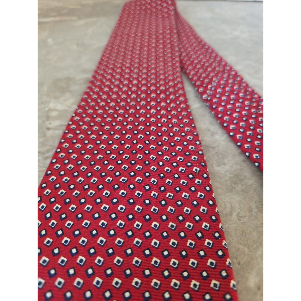 Ralph‎ Lauren Vinyl Record Polkadot Pattern Red Geometric Men's Silk Neck Tie